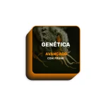 Rótulo do Curso de Genética, Breeding e Seleção com o rosto do Cadu no centro.