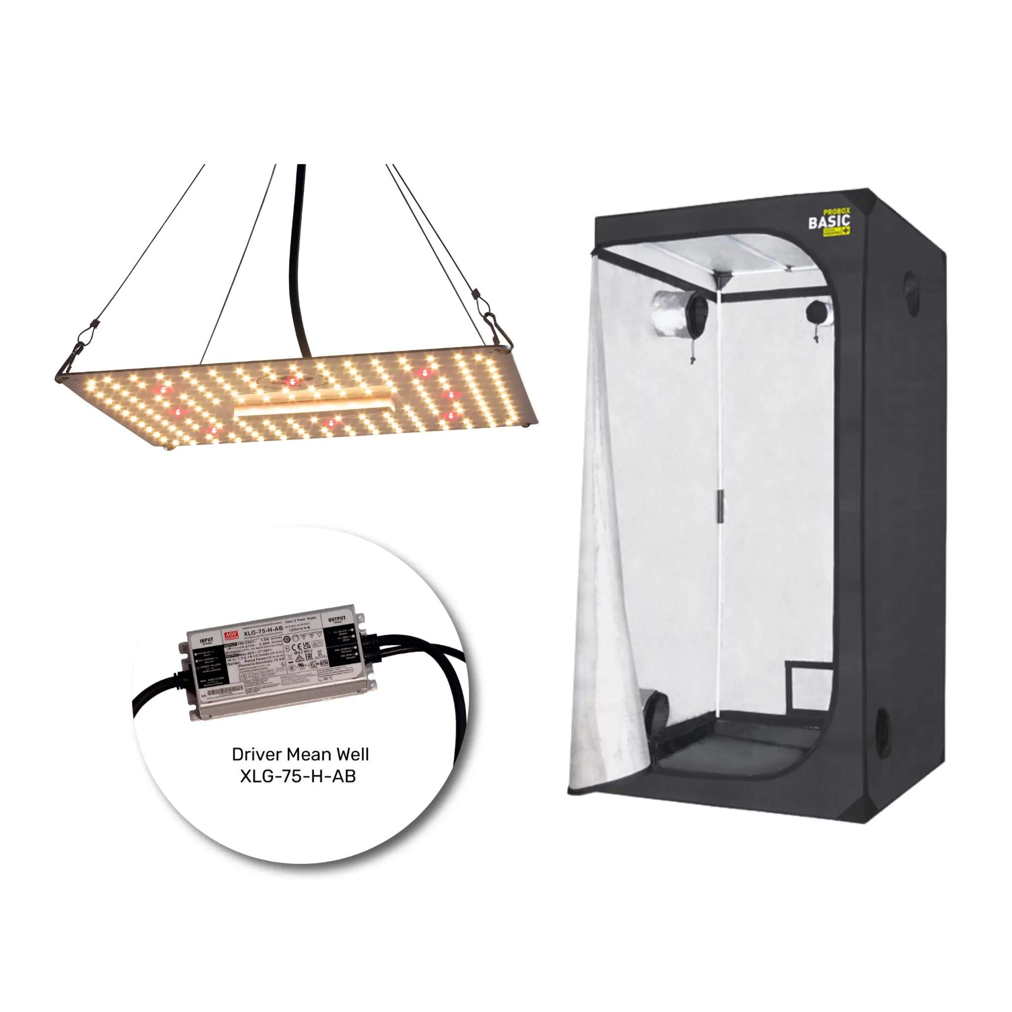 kit-de-cultivo-75w-lm301h-estufa-60x60x160-garden-highpro-01 Kit de Cultivo: LED 75W LM301H + Estufa Garden HighPro 60x60x160cm (2 a 4 plantas) - Imagem 1