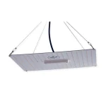 O LED 100W Samsung LM281B+ Pro é composto por um quadrado de metal branco feito de metal, com chips de LED na parte de baixo espalhados uniformemente entre si. Os chips, quando desligados, são amarelos.