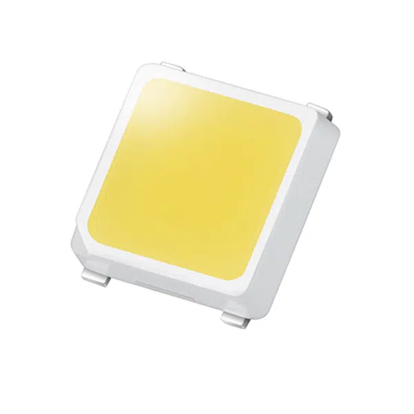 Chip LM301H da Samsung. Ele é quadrado, possui as bordas brancas e o centro amarelo.