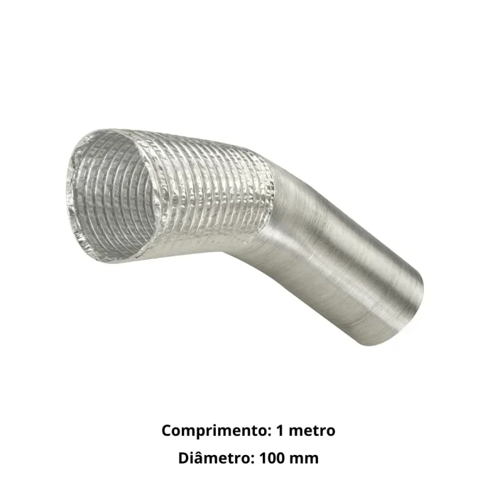 Duto de Alumínio Flexível 100mm para Exaustão (1 metro)