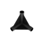 Peça triangular de plástico preto, feita para conectar três hastes de sustentação da estufa de cultivo Garden HighPro.