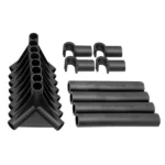 Conjunto de conectores da estufa de cultivo Garden HighPro. Eles são feitos de plástico preto.